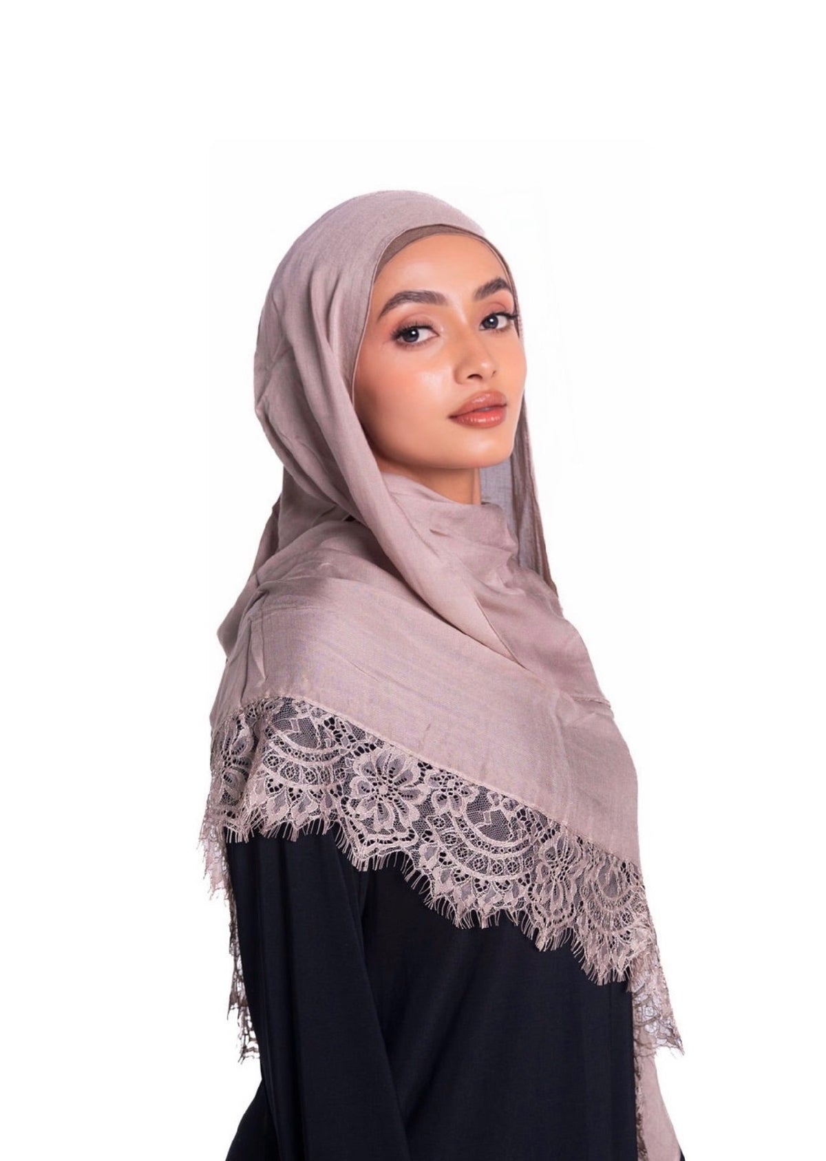 Lace Trim Hijab – Sand