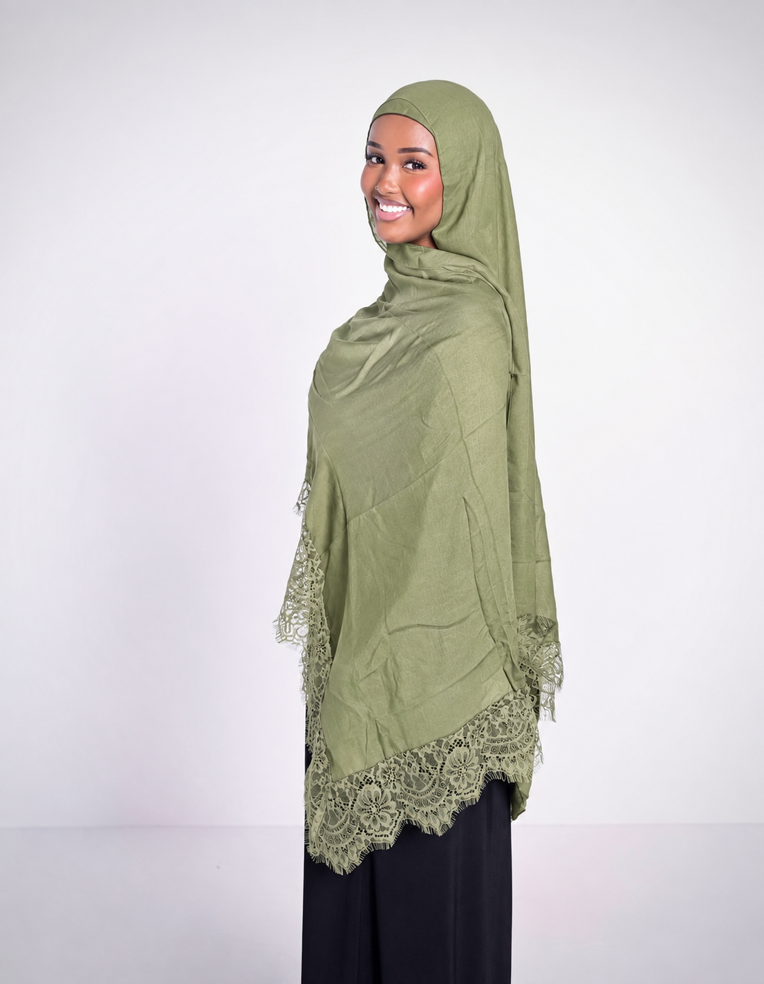 Lace Trim Hijab – Olive