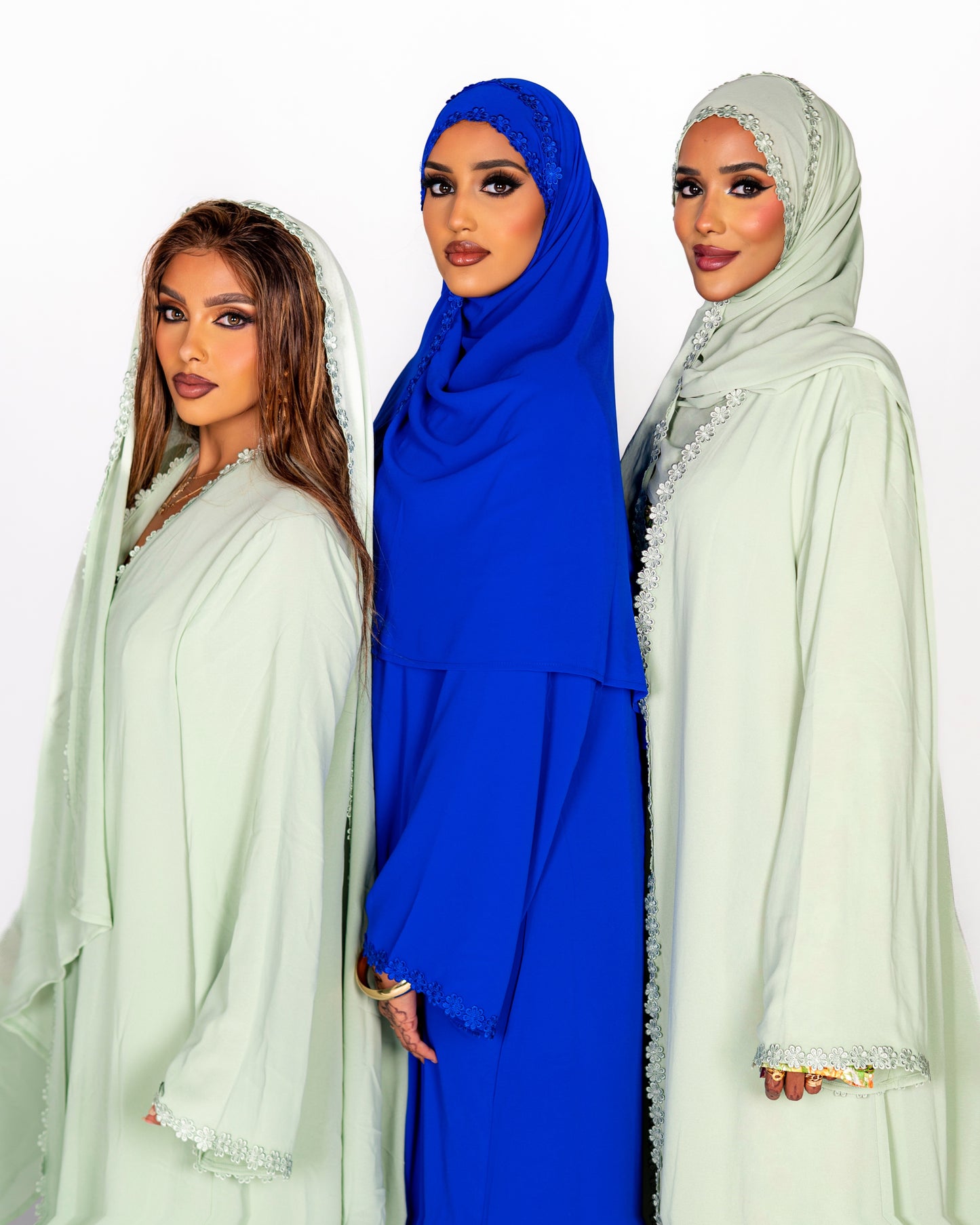 Lace Chiffon Abaya -Lime Green