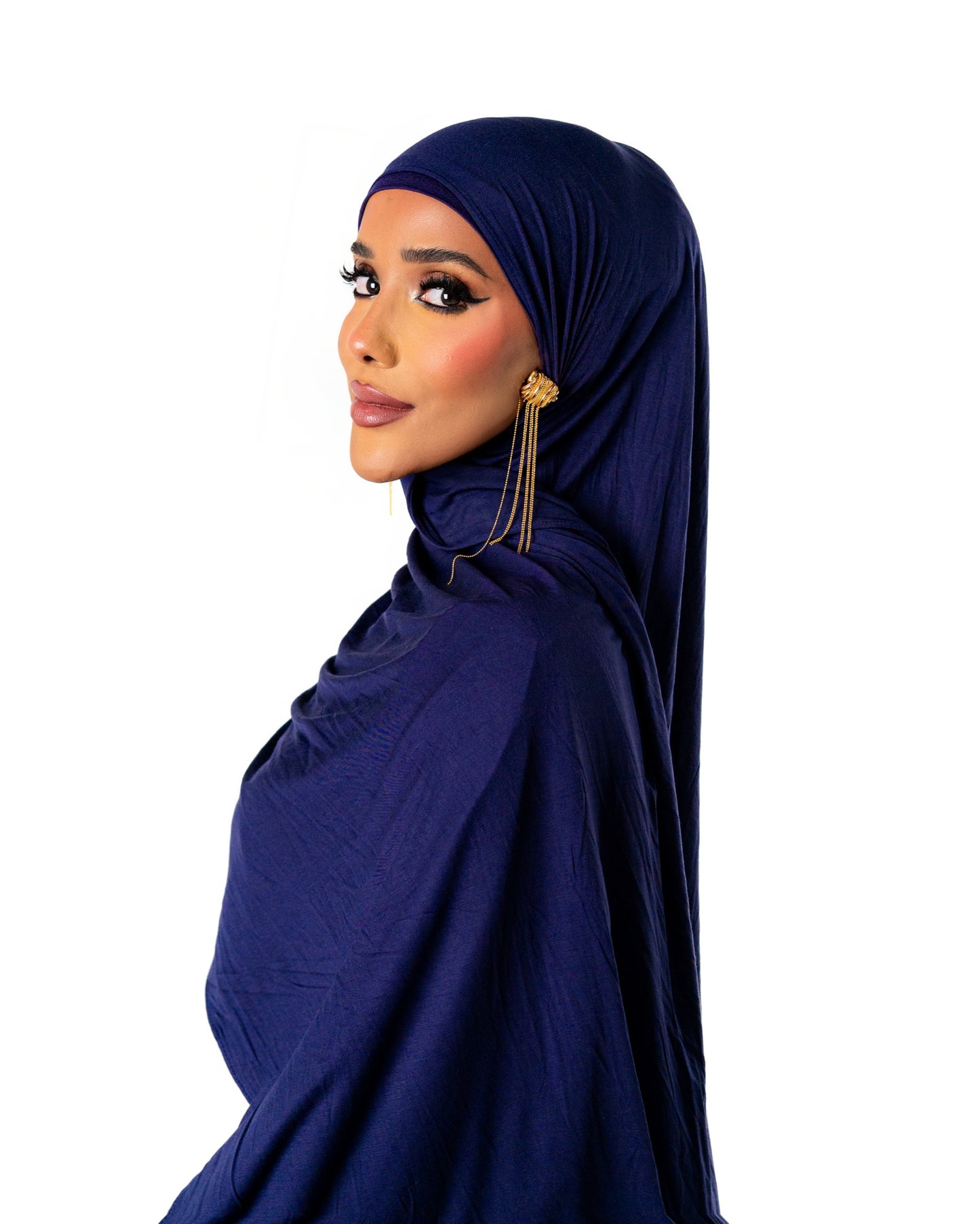 Premium Jersey Hijab - Navy Blue (matching undercap included)