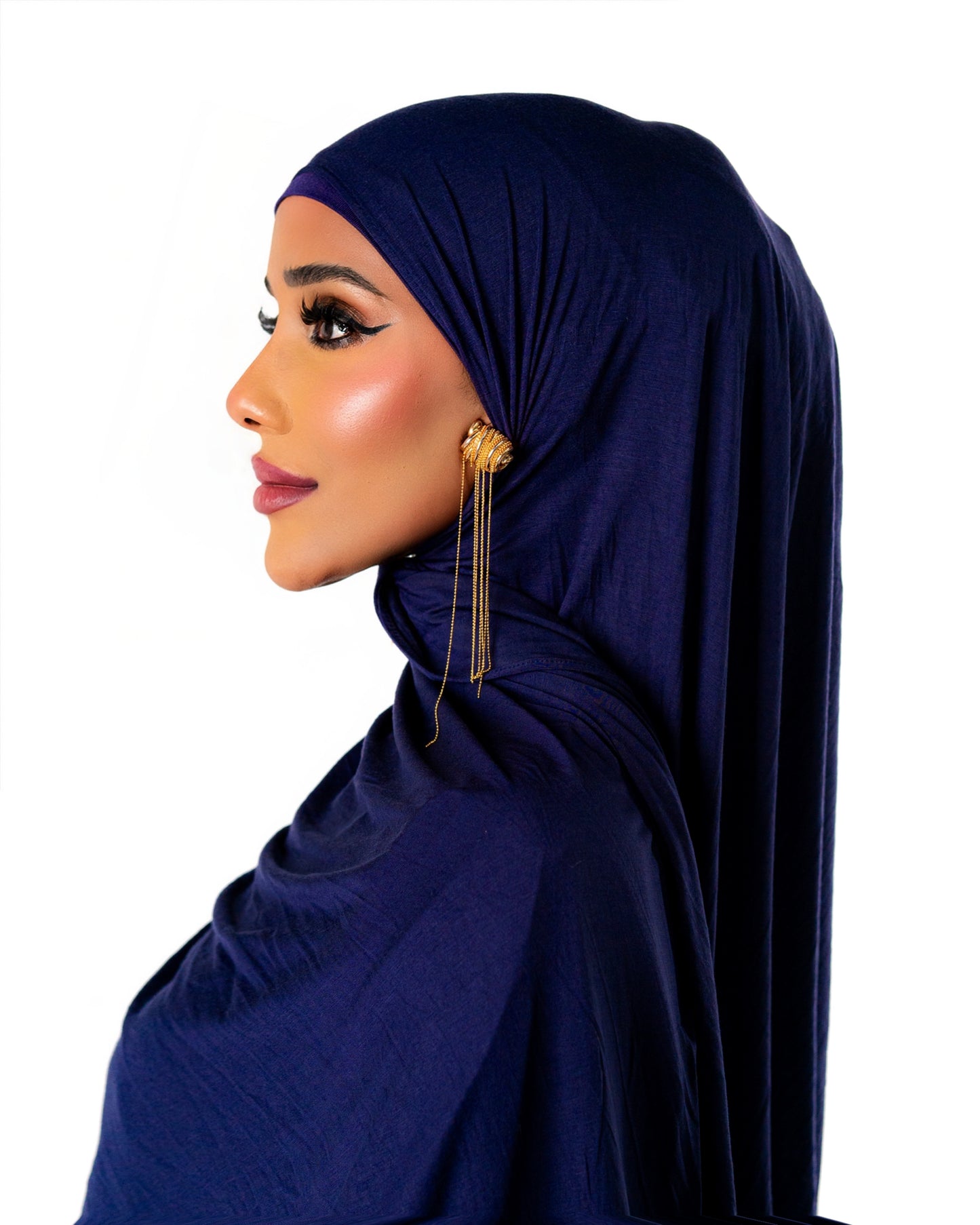 Premium Jersey Hijab - Navy Blue (matching undercap included)