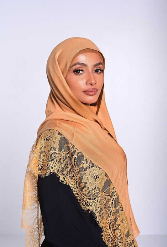 Lace Trim Hijab – Golden Camel