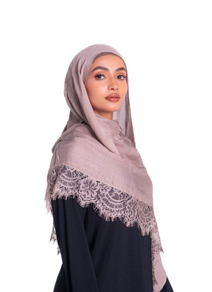 Lace Trim Hijab – Sand