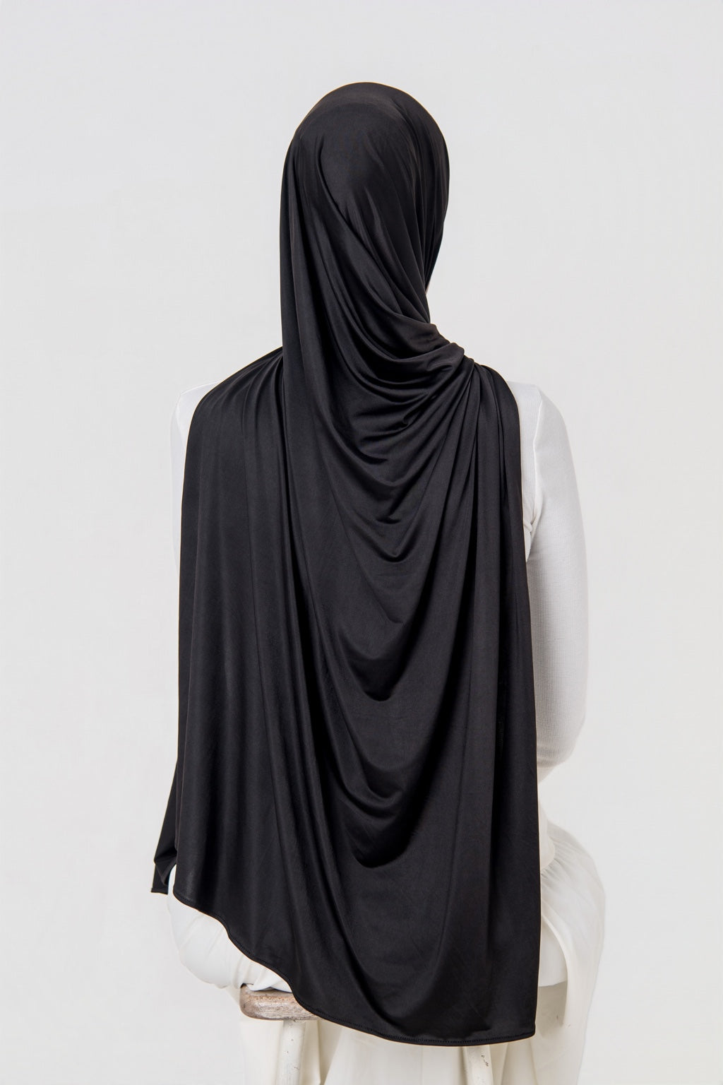 Liquid Jersey Hijab Black back