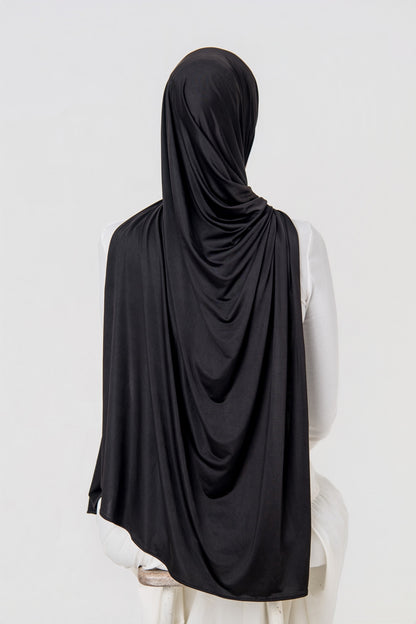 Liquid Jersey Hijab Black back