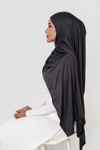 Liquid Jersey Hijab Black side