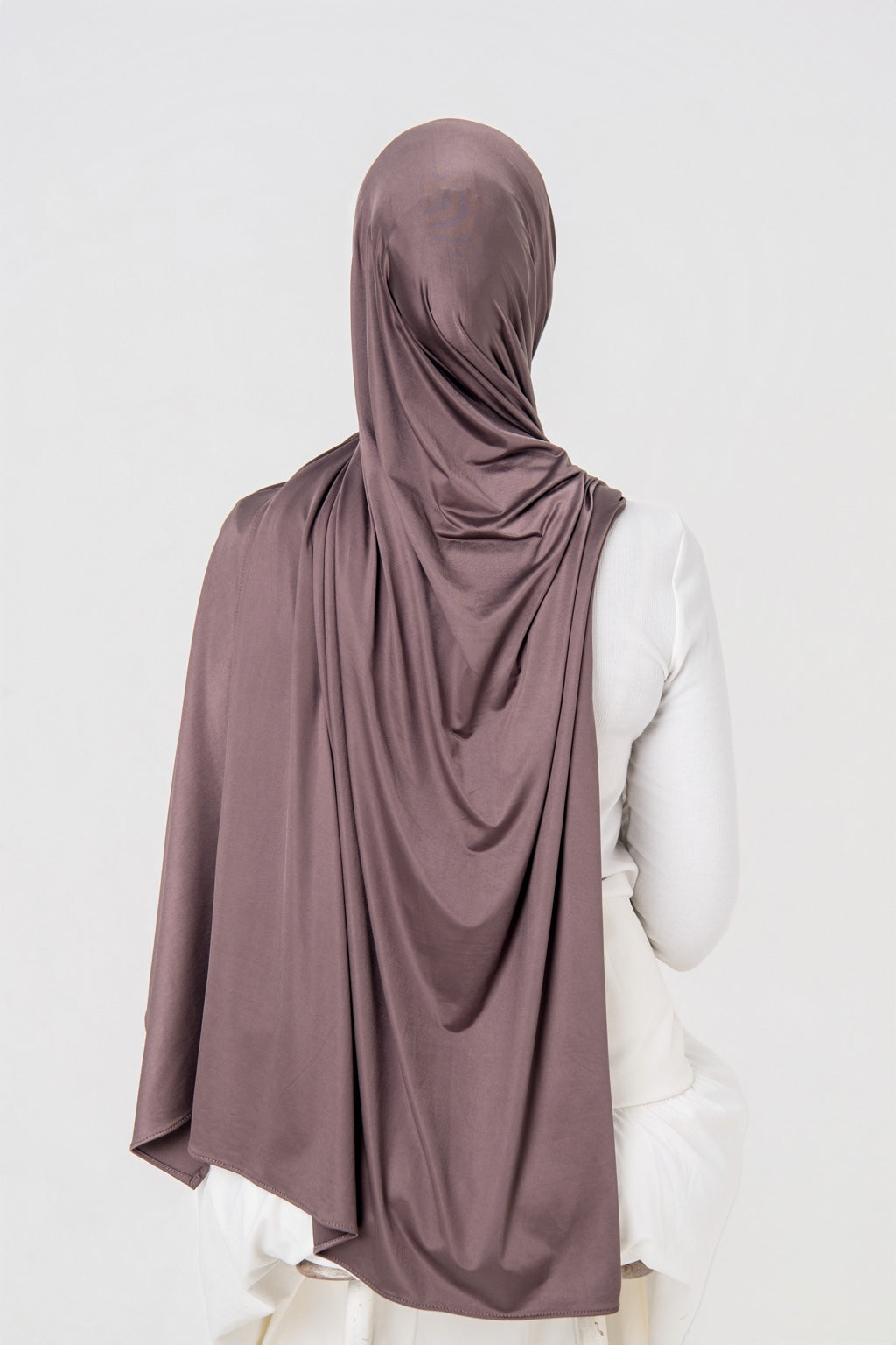Liquid Jersey Hijab Mocha back