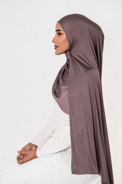 Liquid Jersey Hijab Mocha side