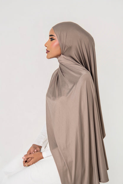 Liquid Jersey Hijab Taupe side
